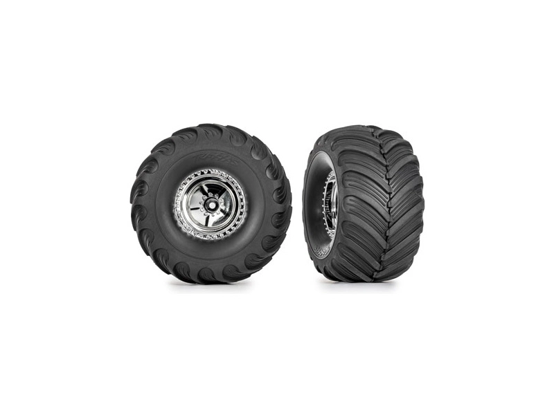 Kolesá Traxxas 1,3", chrómové disky, pneumatiky Terra Groove (2)