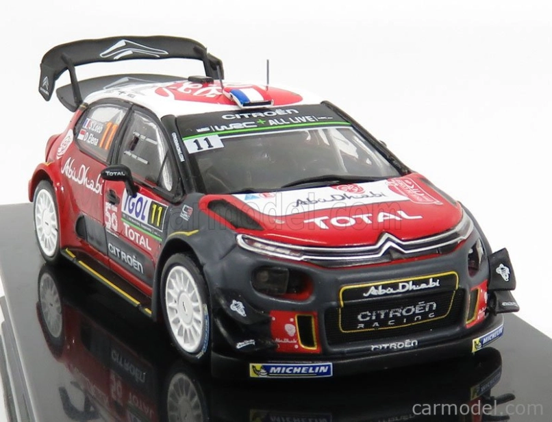 Ixo-models Citroen C3 Wrc Abu Dhabi N 11 Rally Tour De Corse 2018 S.loeb - D.elena 1:43 Červená Biela Sivá