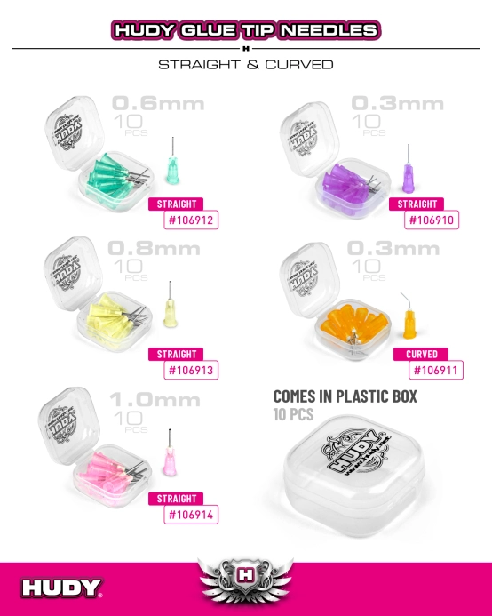 HUDY aplikační jehla pro CA lepidlo 0,8 mm – rovná (10 ks)