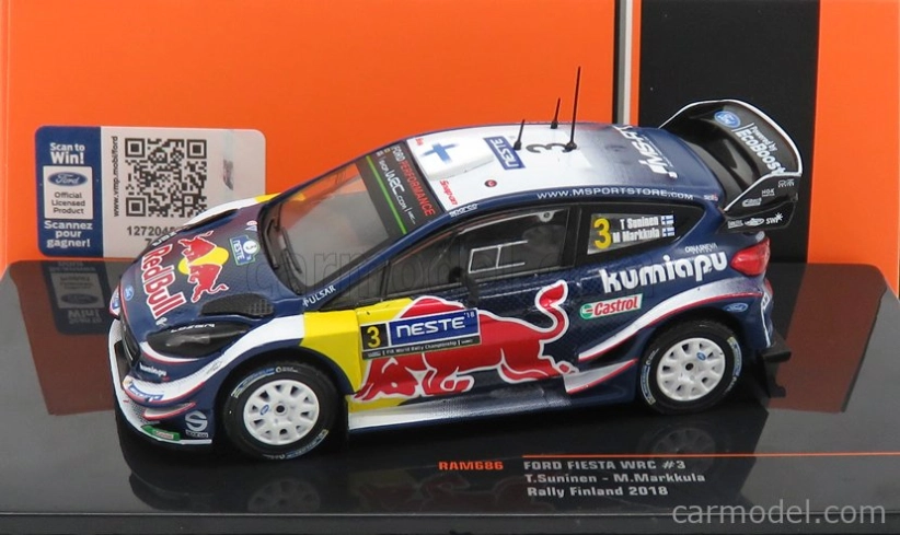 Ixo-models Ford england Fiesta Wrc Red Bull N 3 Rally Finland 2018 T.suninen - M.markkula 1:43 Modrá Biela Žltá Červená