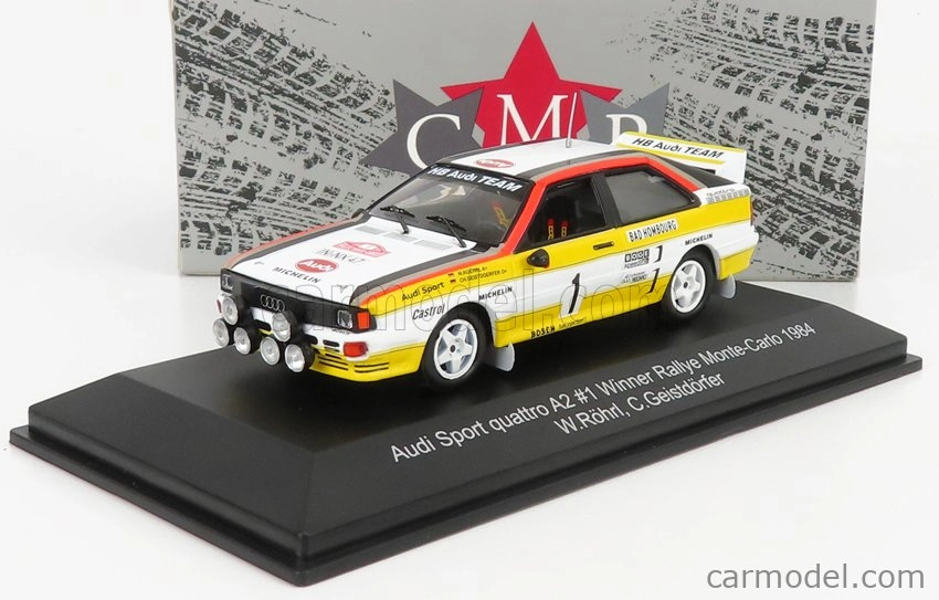 Cmr Audi Sport Quattro A2 Team Audi Sport (night Version) N 1 Winner Rally Montecarlo 1984 Walter Rohrl - Christian Geistdorfer 1:43 Bílá Žlutá