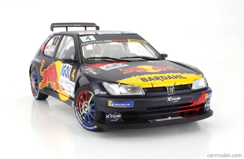 Solido Peugeot 306 Maxi Red Bull N 4 6. Rally Mont Blanc 2021 S.loeb - D.elena 1:18 Modrá žltá červená