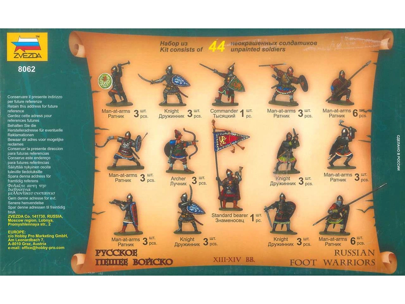Zvezda figúrky – Russian Foot Warriors 13. – 14. stor. (1:72)
