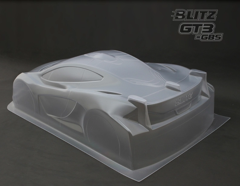 Lexanová karoséria číra BLITZ 1/8 GT3 GBS vrátane krídla, hrúbka 0,7 mm
