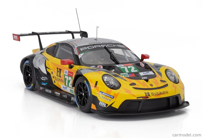 Ixo-models Porsche 911 991-2 Rsr Team Hubauto Racing N 72 24h Lemans 2021 Maxime Martin - Alvaro Parente - Dries Vanthoor 1:18 Žlutá
