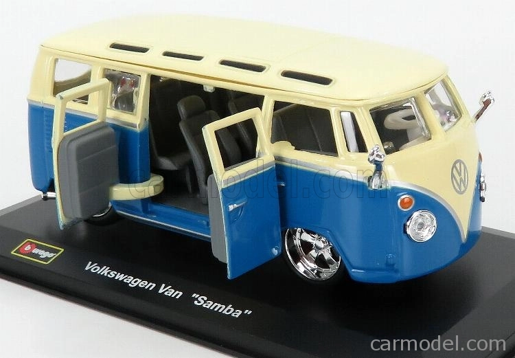 Bburago Volkswagen T1 Samba Minibus Custom 1967 1:32 Krémově Modrá
