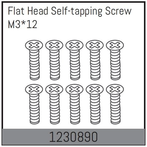 1230890 - M3*12 Flat Head Self-tapping Screw Set (10)