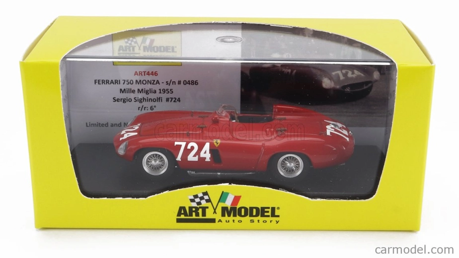 Art-model Ferrari 750 Monza Spider N 724 Mille Miglia 1955 Sergio Sighinolfi 1:43 Red