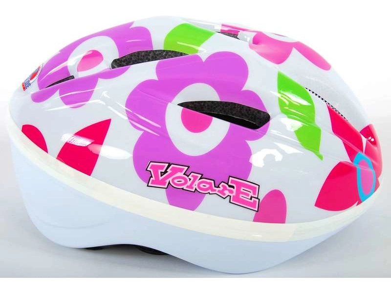 Volare - Dětská přilba Deluxe 51-55cm květiny bílá