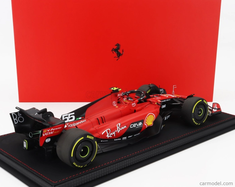 Bbr-models Ferrari F1 Sf-23 Team Scuderia Ferrari N 55 Belgium Spa Gp 2023 Carlos Sainz - Con Vetrina - With Showcase 1:18 Červená Černá