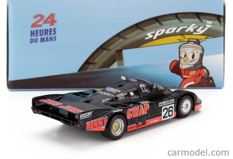 Spark-model Porsche 956 2.6l Twin Turbo Team Henn S T-bird Swap Shop N 26 2nd 24h Le Mans 1984 Jean Rondeau - John Paul Jr. 1:64 Black Red