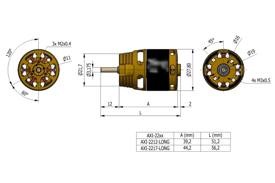 AXI 2212/26 V3 LONG střídavý motor