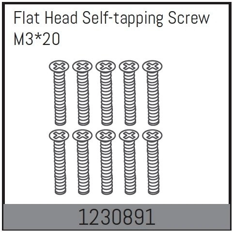 1230891 - M3*20 Flat Head Self-tapping Screw Set (10)