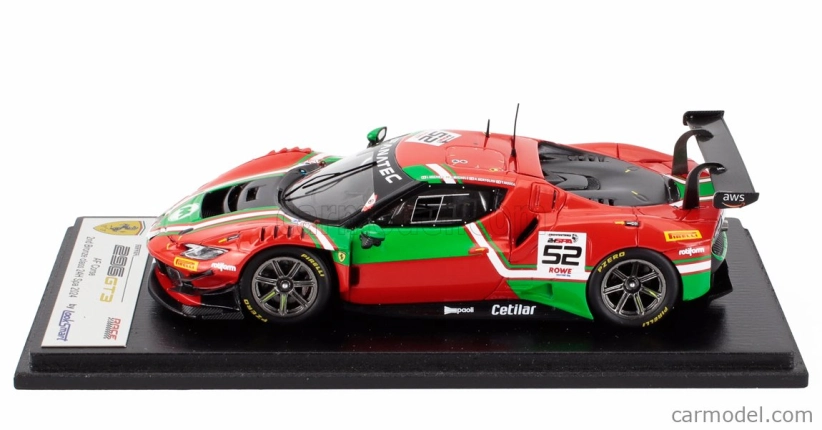 Looksmart Ferrari 296 Gt3 3.0l Twin Turbo V6 Team Af Corse N 52 24h Spa 2024 Andrea Bertolini - Jef Machiels - Louis Machiels - Tommaso Mosca 1:43 Červená Zelená