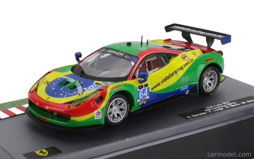 Edicola Ferrari 458 Italia Gt3 4.5l V8 Team Scuderia Corsa N 64 24h Daytona 2015 Andrea Bertolini - Francisco Longo - Daniel Serra - Marcos Gomes 1:43 Červená Zelená Modrá Žltá