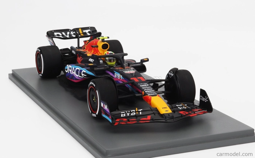Spark-model Red bull F1  Rb19 Team Oracle Red Bull Racing N 11 2nd Miami Gp 2023 Sergio Perez 1:18 Matt Blue