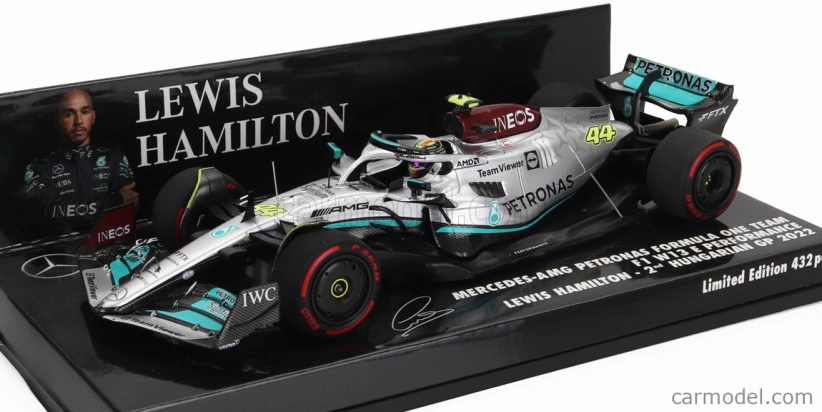 Minichamps Mercedes gp F1 W13e Team Mercedes-amg Petronas F1 N 44 2nd Hungarian Gp 2022 Lewis Hamilton 1:43 Silver Green