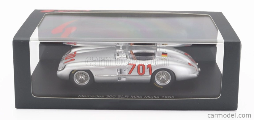 Spark-model Mercedes benz 300 Slr 3.0l S8 Team Daimler-benz Ag N 701 Mille Miglia 1955 K.kling 1:43 Strieborná