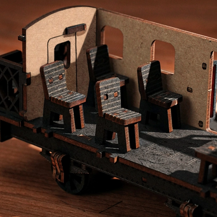 RoboTime 3D dřevěná skládačka Vintage parní lokomotiva