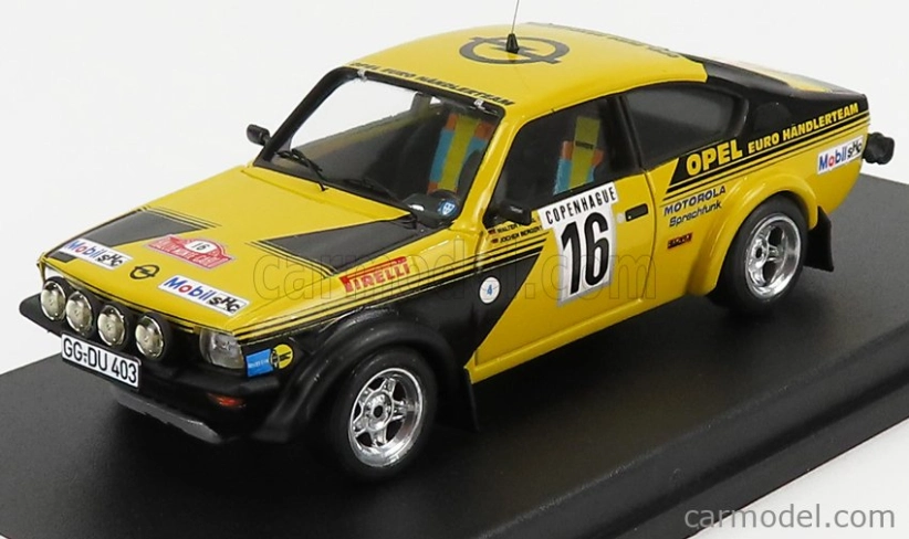 Trofeu Opel Kadett C Gt/e (nočná verzia) N 16 4th Rally Montecarlo 1976 Walter Rohrl - Jochen Berger 1:43 Žltá čierna
