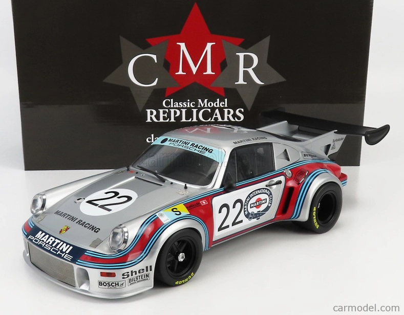 Cmr Porsche 911 Carrera Rsr 2.1l Turbo Team Martini Racing N 22 2nd 24h Le Mans 1974 G.van Lennep - H.muller 1:12 Stříbrná Červená Modrá