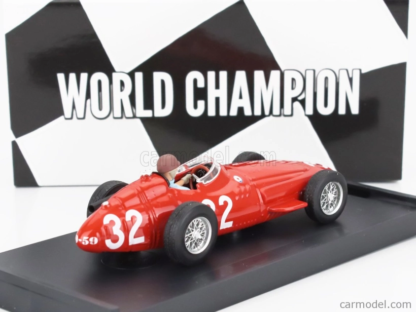 Brumm Maserati F1 250f N 32 Víťaz majstrovstiev sveta v Monaku 1957 Juan Manuel Fangio - s figúrkou vodiča 1:43 červená