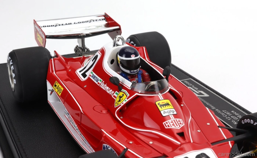 Gp-replicas Ferrari F1  312t2b Team Scuderia Ferrari Spa Sefac N 12 Winner Brazilian Gp (with Pilot Figure) 1977 Carlos Reutemann 1:18 Červená Bílá