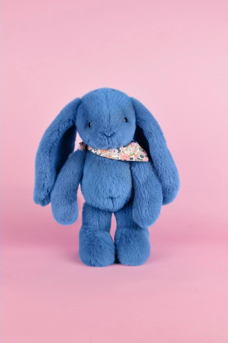 Doudou Plyšový králik so šatkou modrý 35 cm