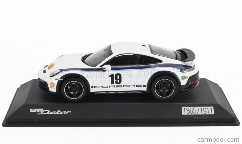 Spark-model Porsche 911 992 Coupe N 19 Rally Dakar Design 2022 1:43 Bílá Modrá