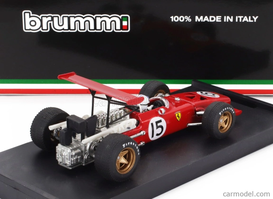Brumm Ferrari F1 312 N 15 Spain Gp 1969 Chris Amon - s figúrkou vodiča 1:43 červená biela