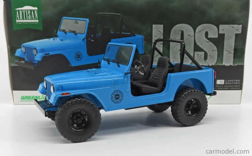 Greenlight Jeep Cj-7 Dharma Open 1982 - Lost 2004 - 2010 1:18 Světle Modrá