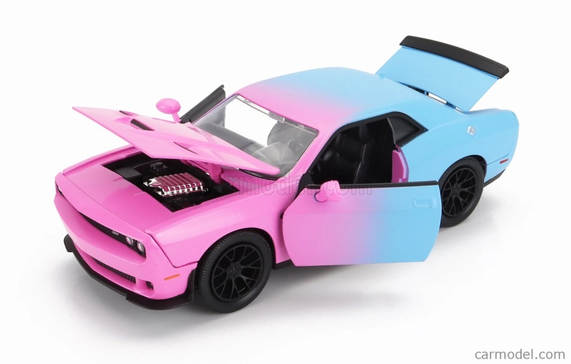 Jada Dodge Challenger Srt Hellcat Coupe Custom 2015 1:24 Pink Light Blue