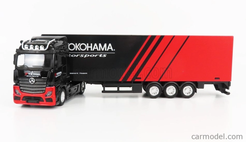 Bburago Mercedes Benz Actros 2 Gigaspace Truck Yokohama Tires 2016 1:43 čierno-červená