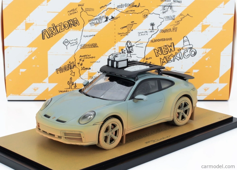 Spark-model Porsche 911 992 Dakar N 00 Ahead Coupe 2024 - Con Vetrina - S vitrínou 1:18 Zelený odtieň