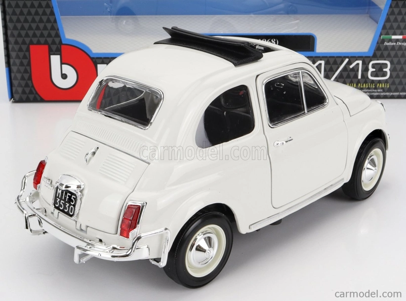 Bburago Fiat 500l Open Roof 1968 1:16 biela