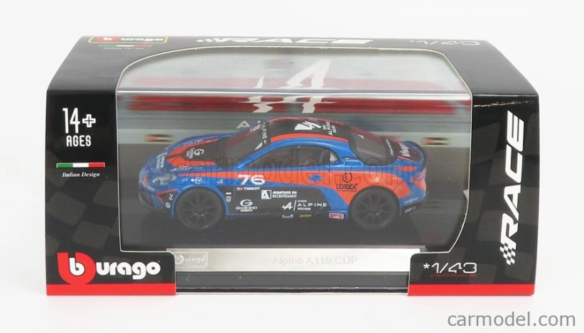 Bburago Renault A110 N 76 Cup 2020 1:43 modro-oranžová