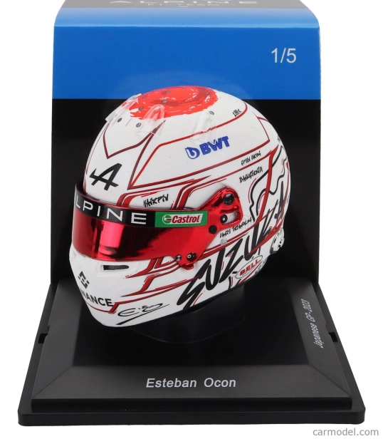 Spark-model Bell helmet F1 Casco Helmet Renault A523 Team Bwt Alpine N 31 Japan Gp 2023 Esteban Ocon 1:5 Bílá