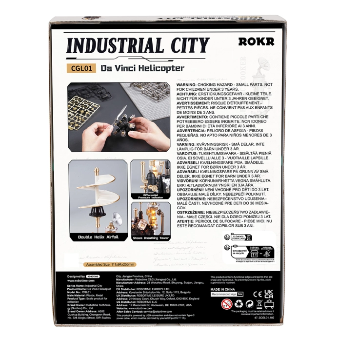 RoboTime 3D mechanická skládačka Da Vinciho vrtulník