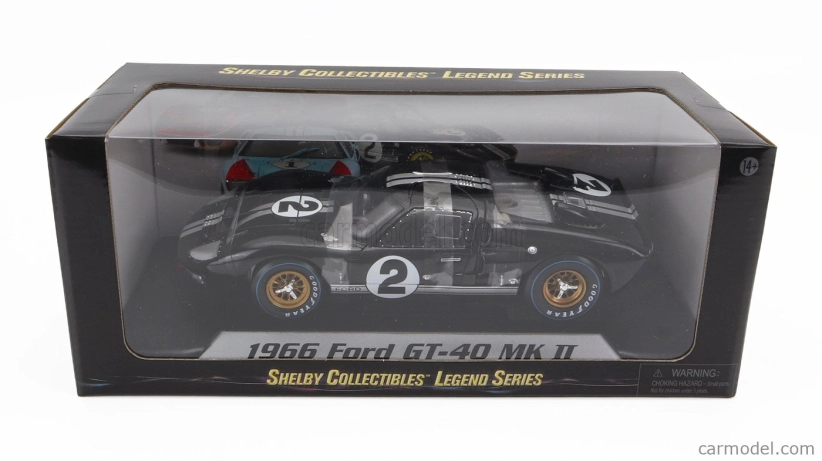 Shelby-collectibles Ford usa Gt40 Mkii 7.0l V8 Team Shelby American Inc. N 2 Víťaz 24h Le Mans 1966 B.mclaren - C.amon 1:18 Čierna strieborná