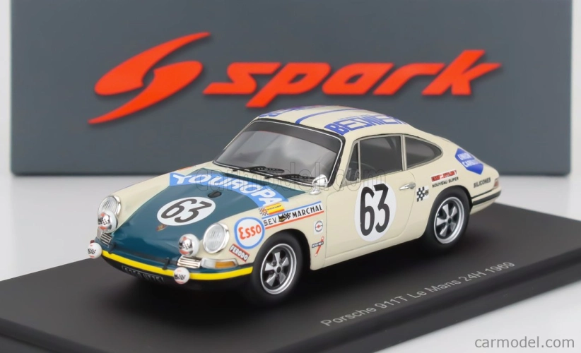 Spark-model Porsche 911s Coupe 1991cc S6 Team M.martin N 63 24h Le Mans 1969 Rene Mazzia - Pierre Mauroy 1:43 Bílá Zelená