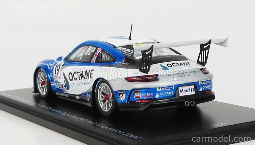 Spark-model Porsche 911 991-2 Gt3 Cup N 19 Porsche Carrera Cup Great Britain Champion 2020 H.king 1:43 Světle Modrá Bílá