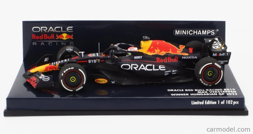 Minichamps Red bull F1 Rb19 Team Oracle Red Bull Racing N 1 Majster sveta Víťaz GP Maďarska 2023 Max Verstappen 1:43 Matt Blue