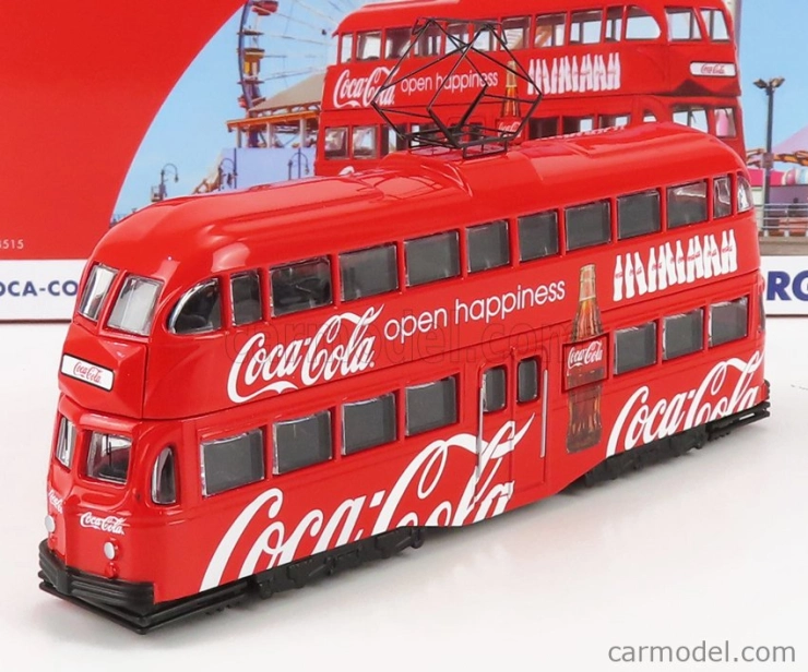 Corgi Blackpool Decker Double Tram Bus Coca-cola Open Happiness 1934 1:76 červená biela