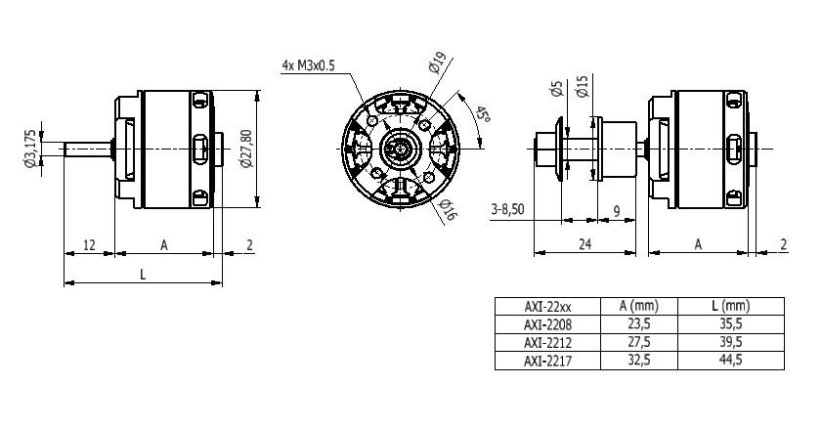 AXI 2208/26 V2 striedavý motor