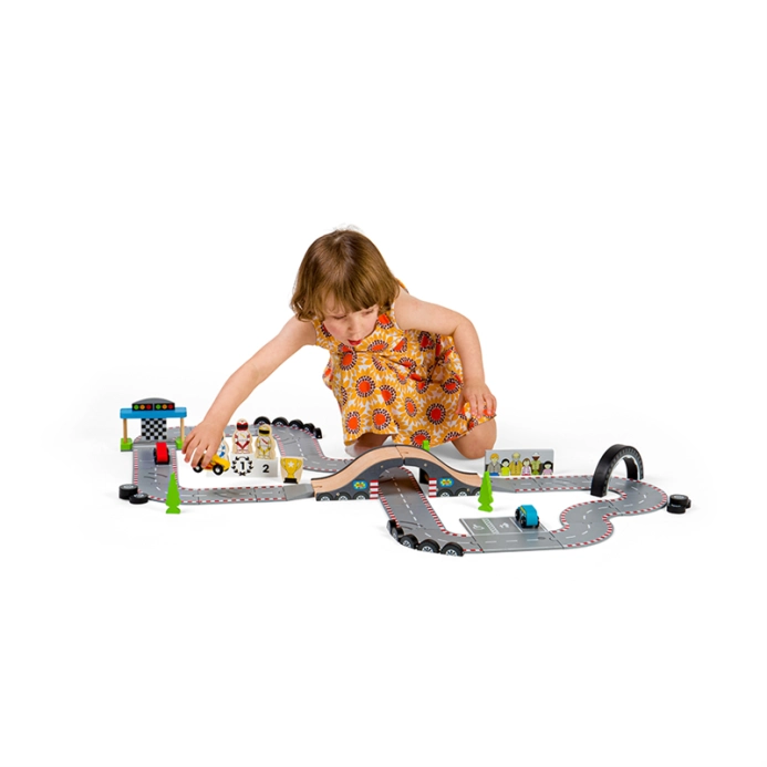 Bigjigs Rail Dřevěná autodráha závodní den - poškozený obal