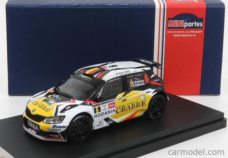 Minipartes Škoda Fabia R5 N 6 Rally Ypres 2018 K.princen - B.eelbode 1:43 Bílá Černá Žlutá