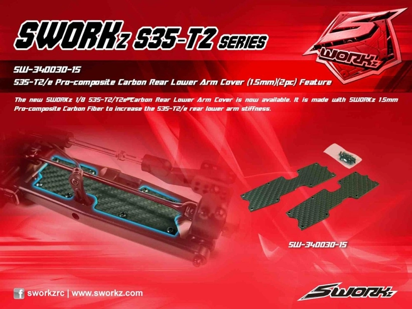 SWORKz uhlíková vzpera zadného spodného ramena, 1,5 mm vrátane skrutiek, 2 ks