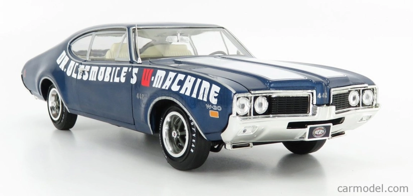 Autoworld Oldsmobile Cutlass 442 Coupe 1969 - Dr Oldsmobile's W-machine 1:18 Modrá Bílá