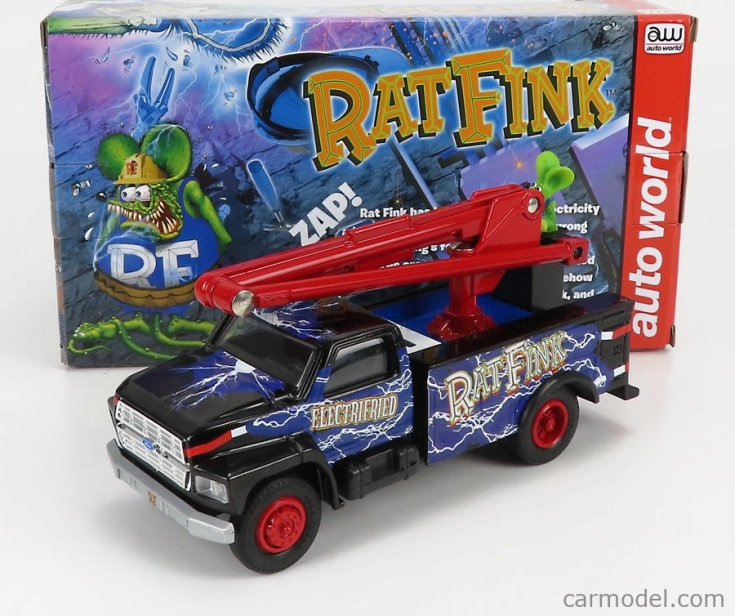 Autoworld Ford usa Bucket Truck Crane 1990 - Ratfink - Salvadanaio - Moneybox 1:34 Modrá Černá