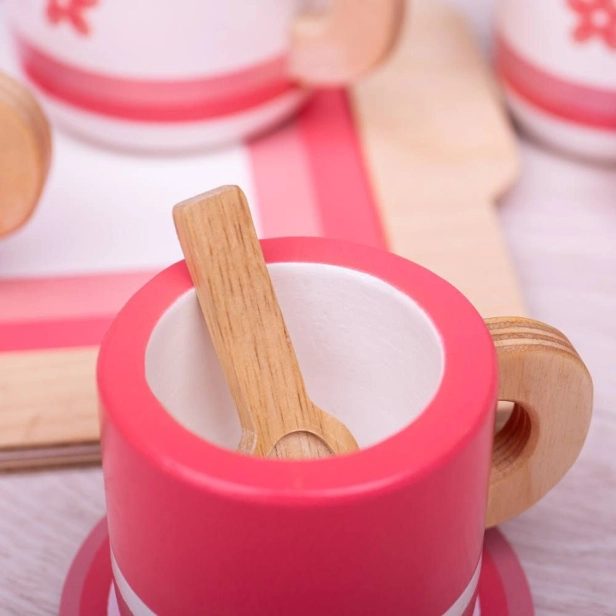 Bigjigs Toys Drevená čajová súprava ružová